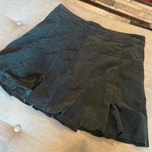 Forever21 Green Grey Corduroy Pleated Mini Skirt
